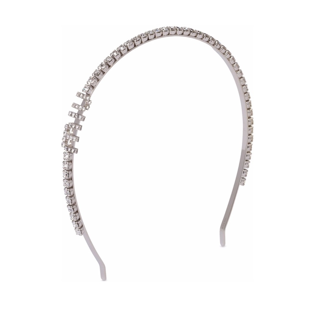 Miu Miu Rigid Crystal Headband Silver